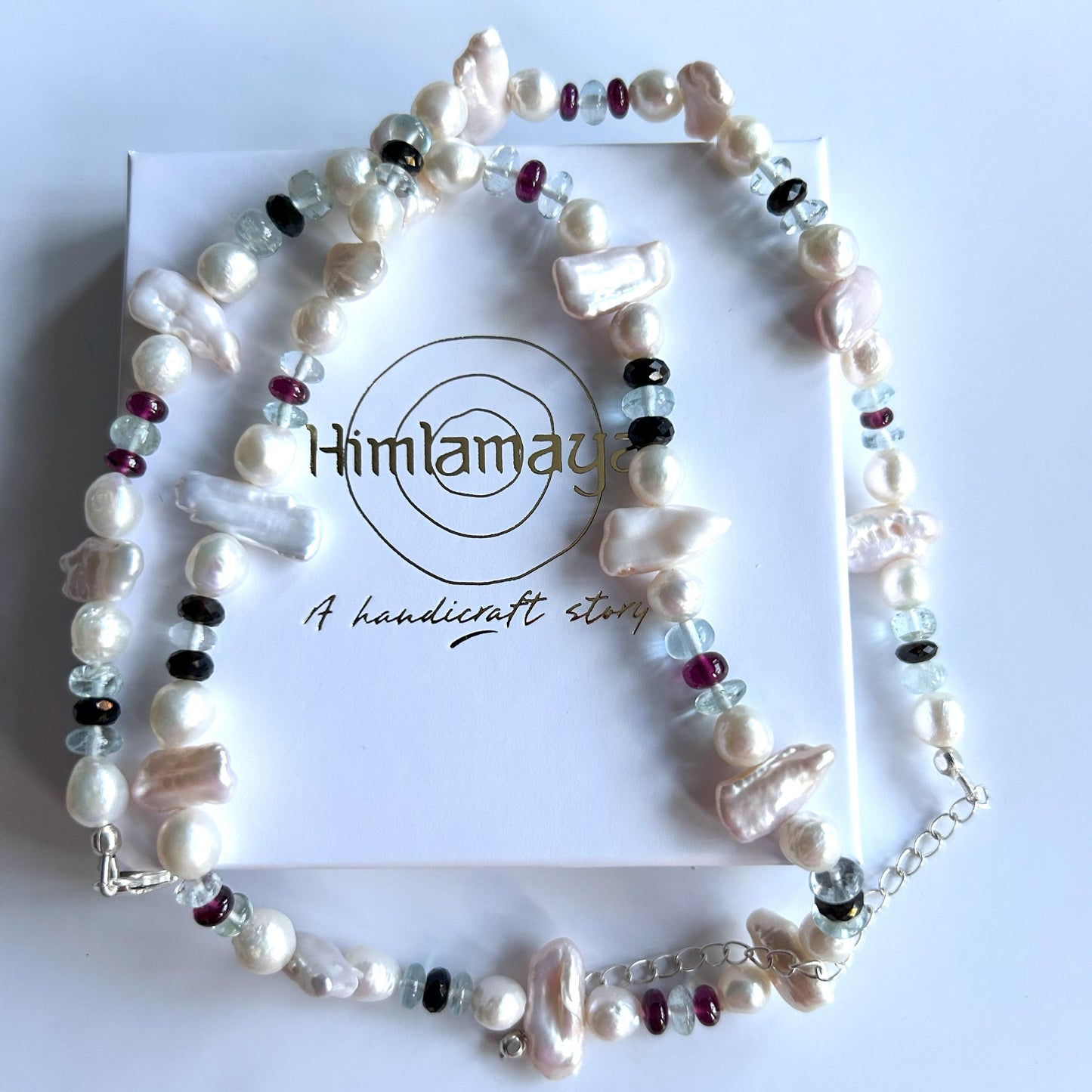 Ädelsten Baroque Pearls Aquamarine Black Spinell Rhodolite Garnet