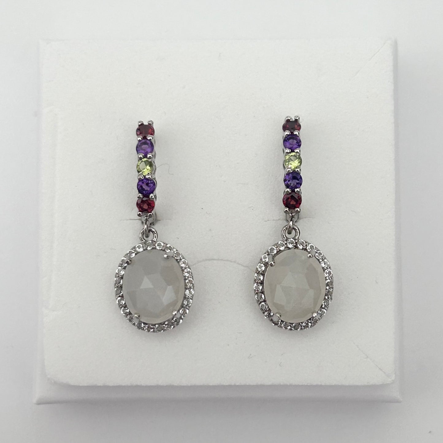 Ädelsten Moonstone White Topaz Garnet Amethyst Peridot