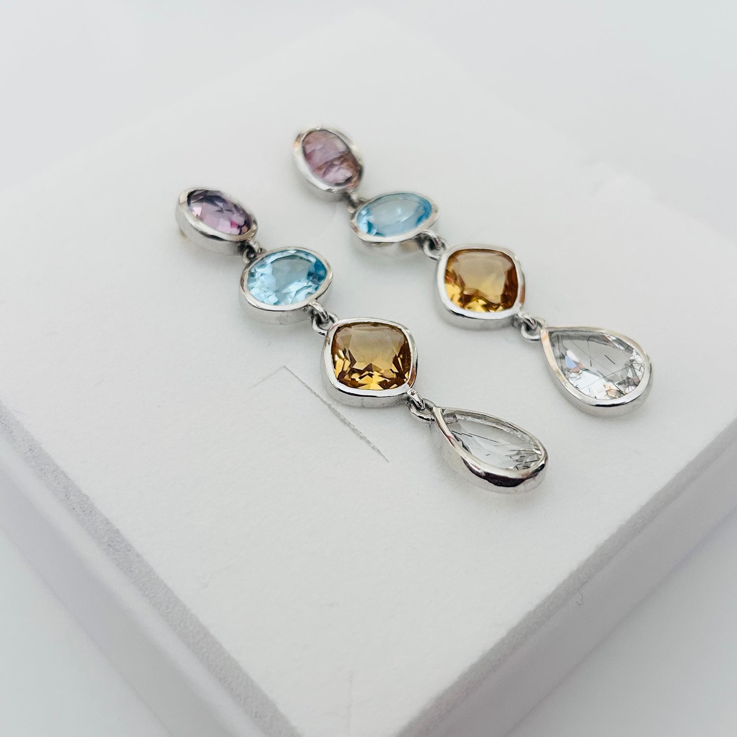 Ädelsten Amethyst Blue Topaz Citrine Black Rutilequartz