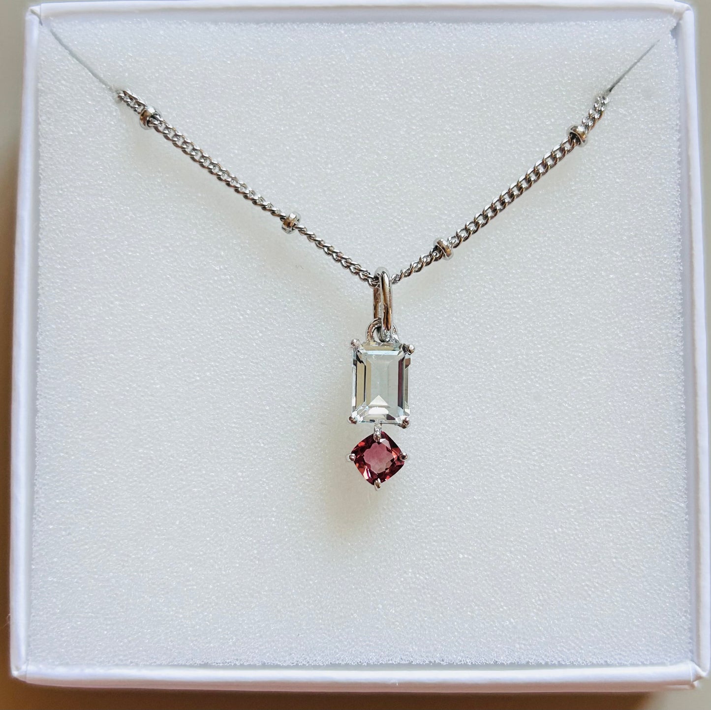 Ädelsten Tourmaline Pink and Aquamarine