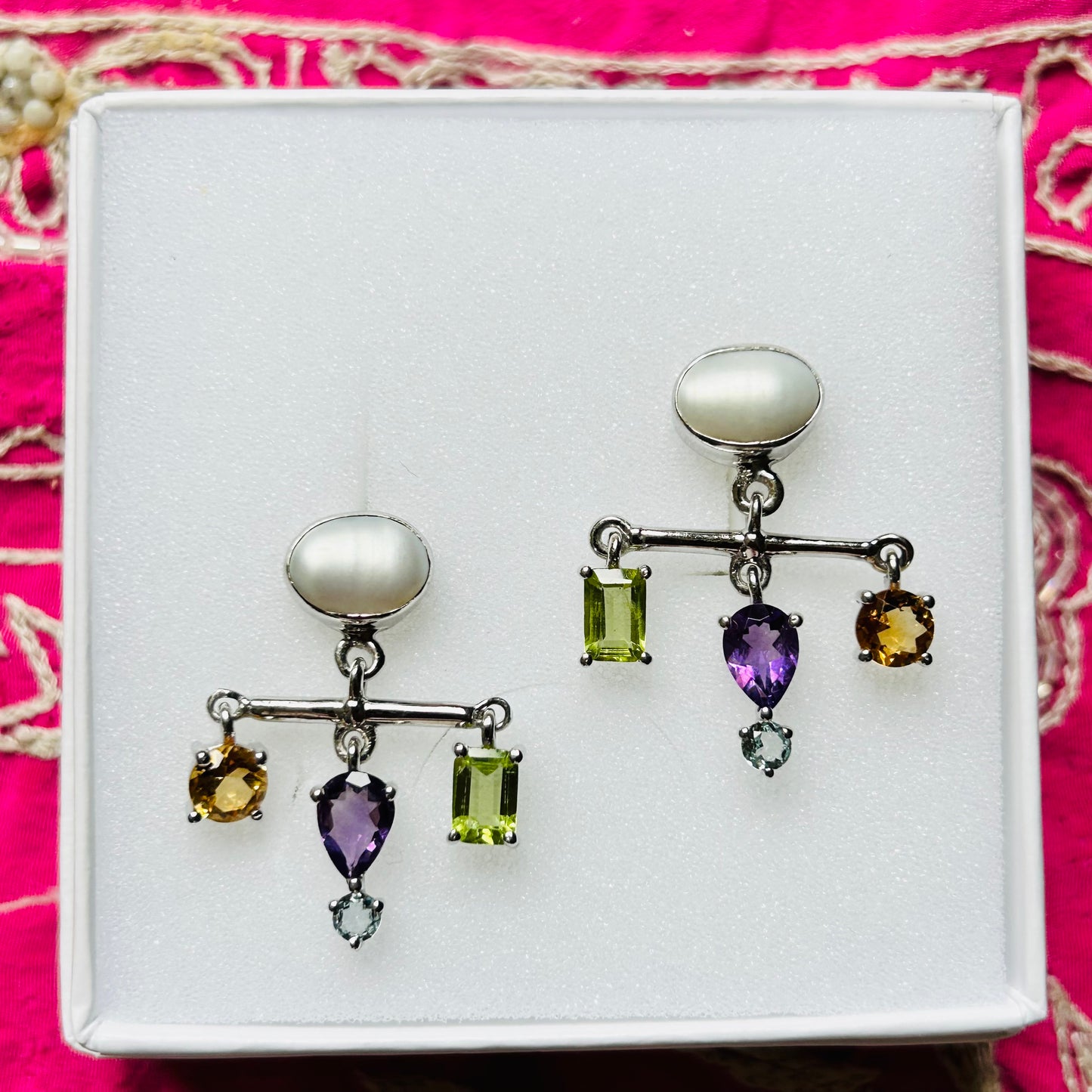 Ädelsten Mother of Pearl Peridot Citrine Amethyst Aquamarine