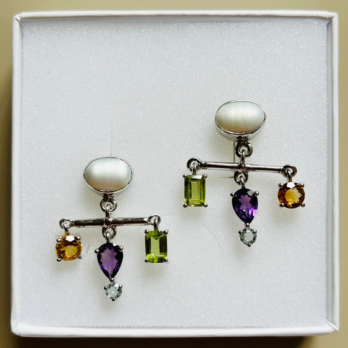 Ädelsten Mother of Pearl Peridot Citrine Amethyst Aquamarine