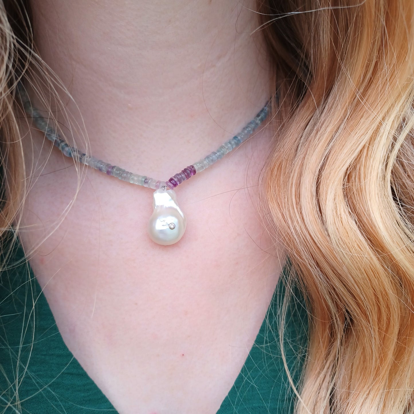 Ädelsten Baroque Necklace with Fluorite