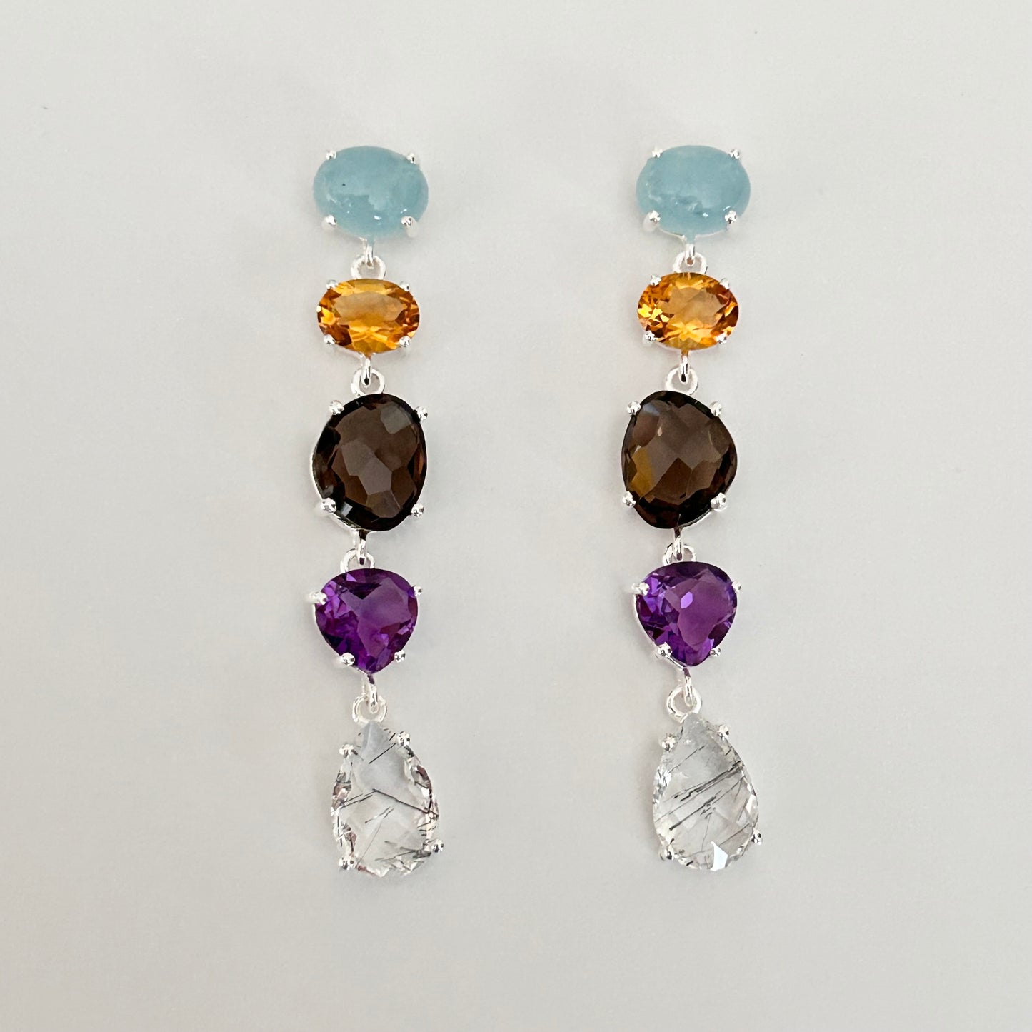 Ädelsten Aquamarine Citrine Smoky Quartz Amethyst Black Rutile Quartz