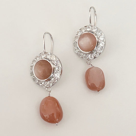 Ädelsten Peach Moonstone White Topaz