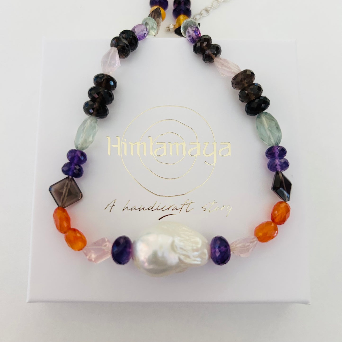 Ädelsten Baroque Necklace with 6 different Gemstones