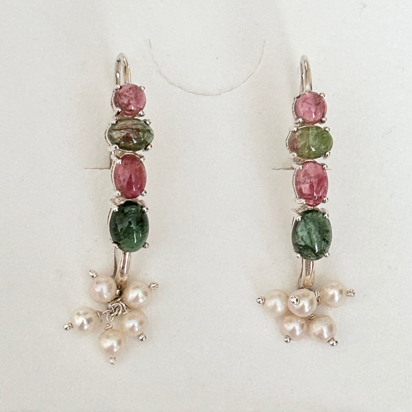 Ädelsten Tourmaline Green Pink and Pearls