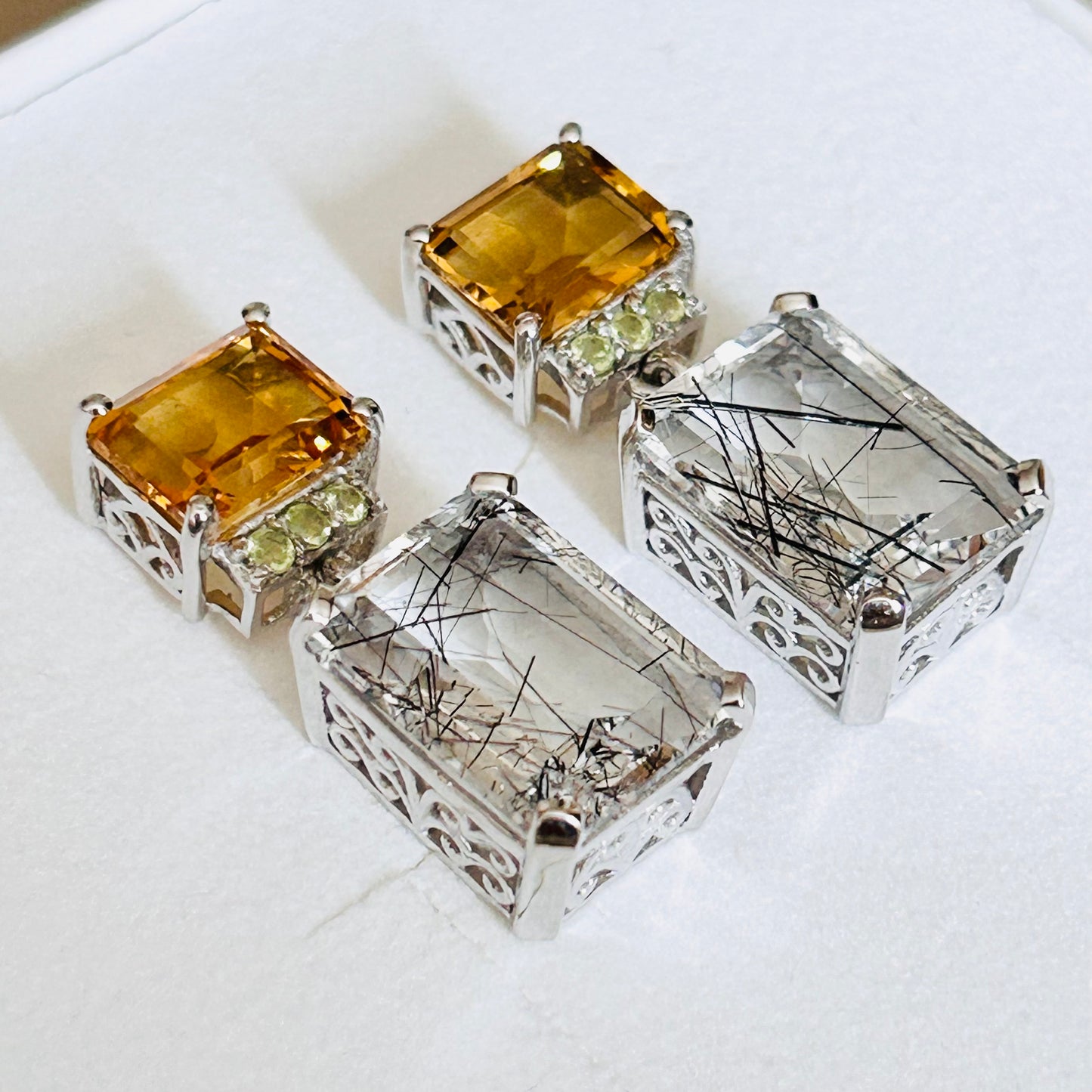 Ädelsten Citrine, Rutile Quartz and Peridot