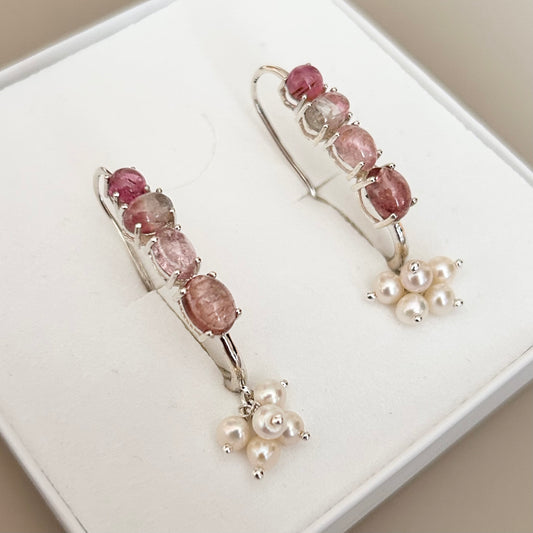 Ädelsten Tourmaline Pink Watermelon and Pearls