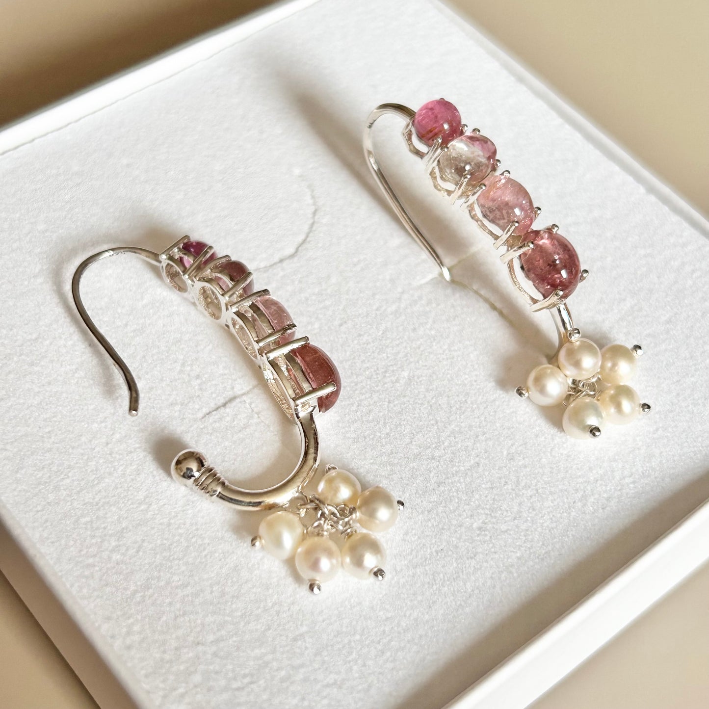 Ädelsten Tourmaline Pink Watermelon and Pearls
