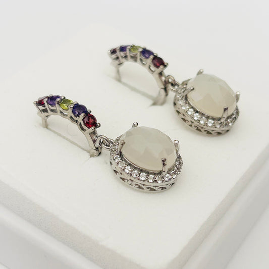 Ädelsten Moonstone White Topaz Garnet Amethyst Peridot