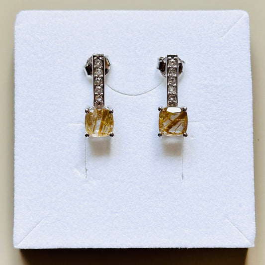Ädelsten Gold Rutile Quartz and White Topaz
