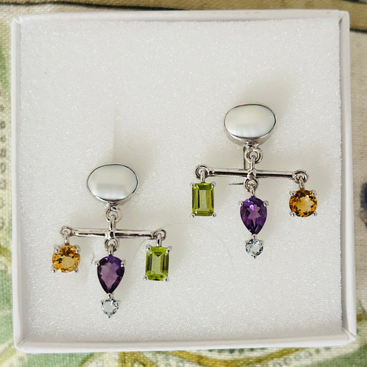 Ädelsten Mother of Pearl Peridot Citrine Amethyst Aquamarine