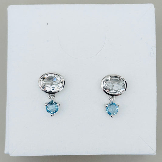 Ädelsten Black Rutile Quartz and Blue Topaz