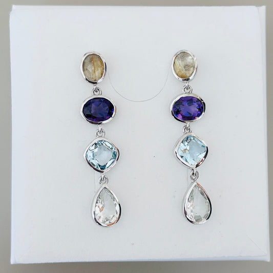 Ädelsten Gold Rutile quartz Amethyst Blue Topaz Black Rutile quartz